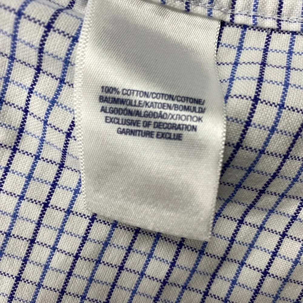 Polo Ralph Lauren Boys 20 Blue White Windowpane Oxford Button Down Shirt Cotton